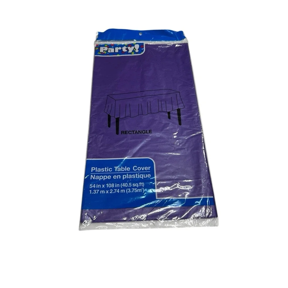 party plastic table cover rectangle 54x108 inches purple